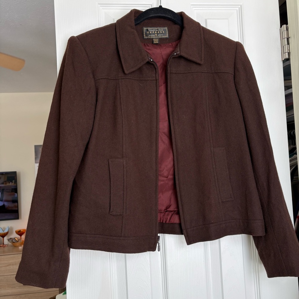 Express Dark Brown Utility Jacket - image 1